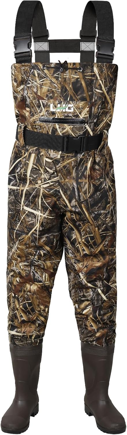 LHG Fishing Waders Waterproof Bootfoot Chest Waders 2-Ply 420D Nylon/PVC Duck Hunting Wader for Men Women